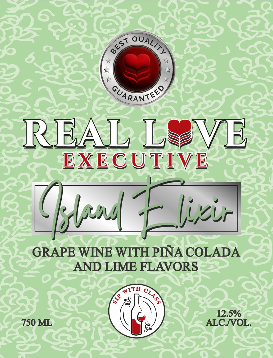 TABC label artwork for REAL LOVE EXECUTIVE ISLAND ELIXIR