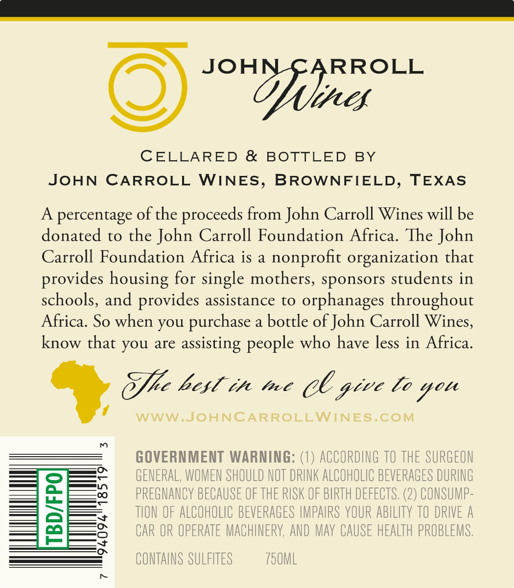 TABC label artwork for JOHN CARROLL WINES VENUS