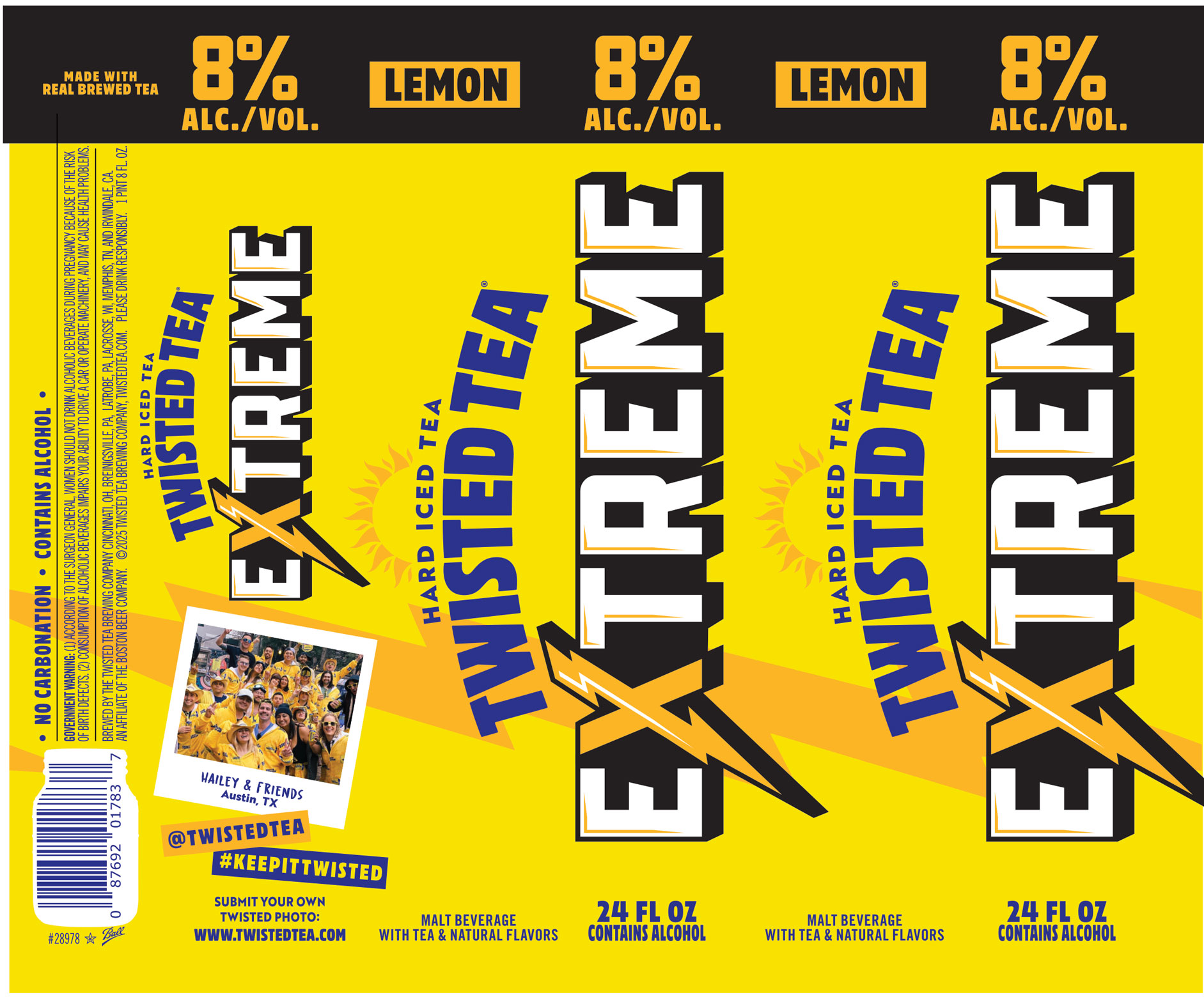 TABC label artwork for Twisted Tea Extreme Lemon