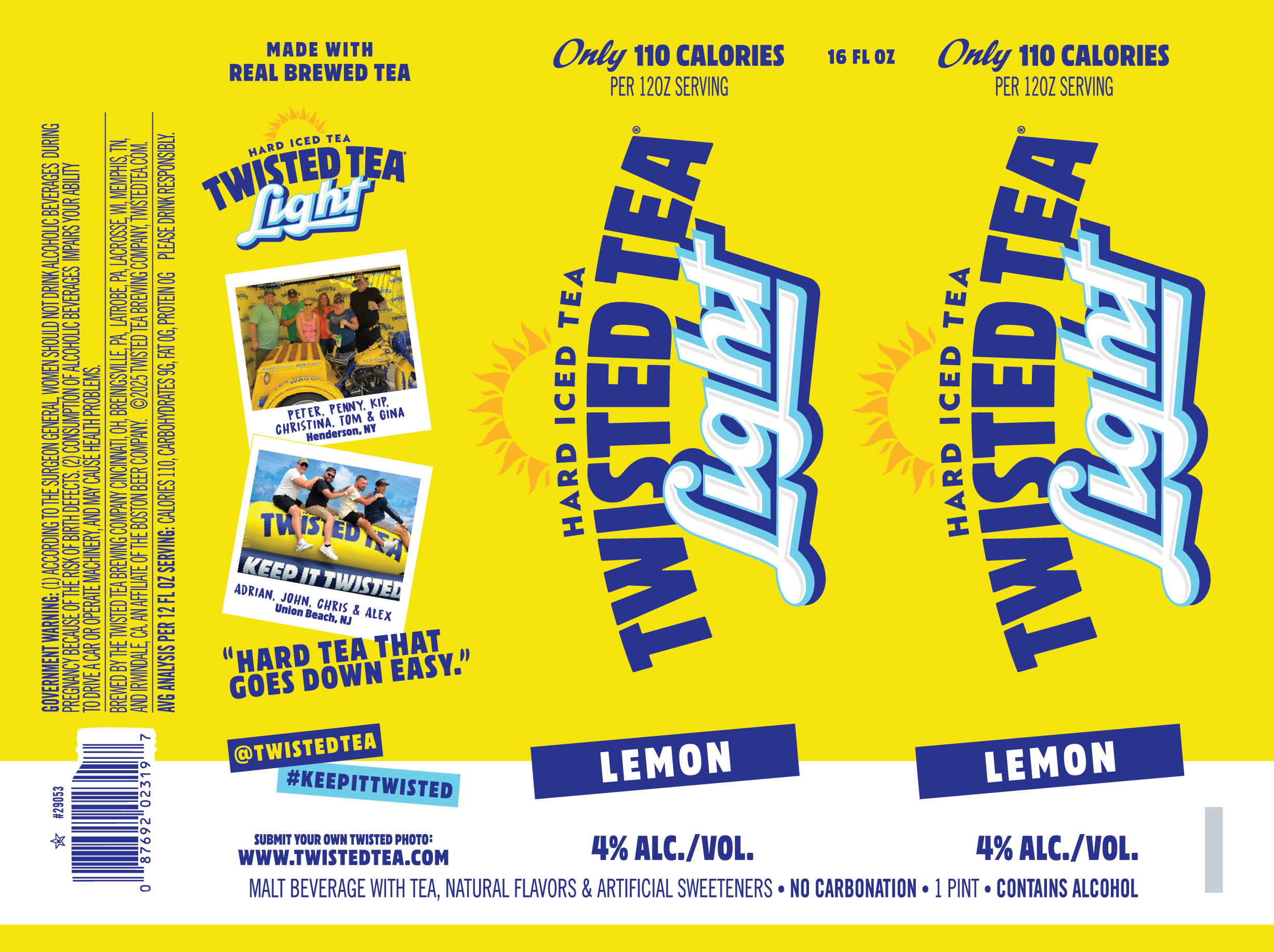 TABC label artwork for Twisted Tea Lemon Light