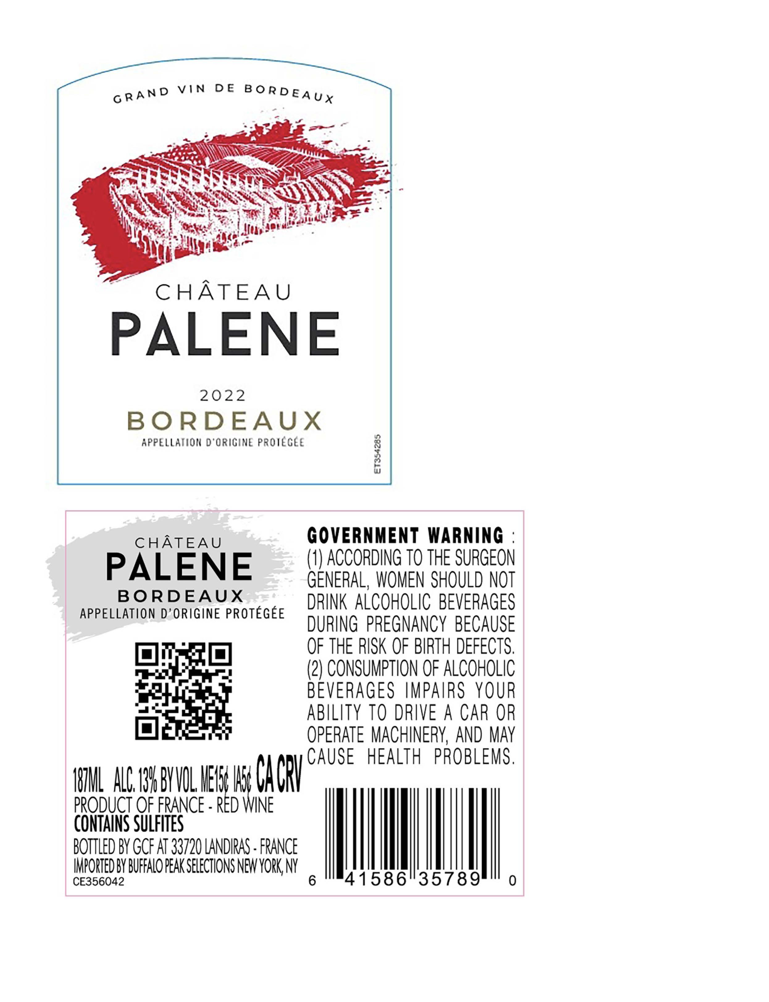 TABC label artwork for Chateau Palene Bordeaux Rouge