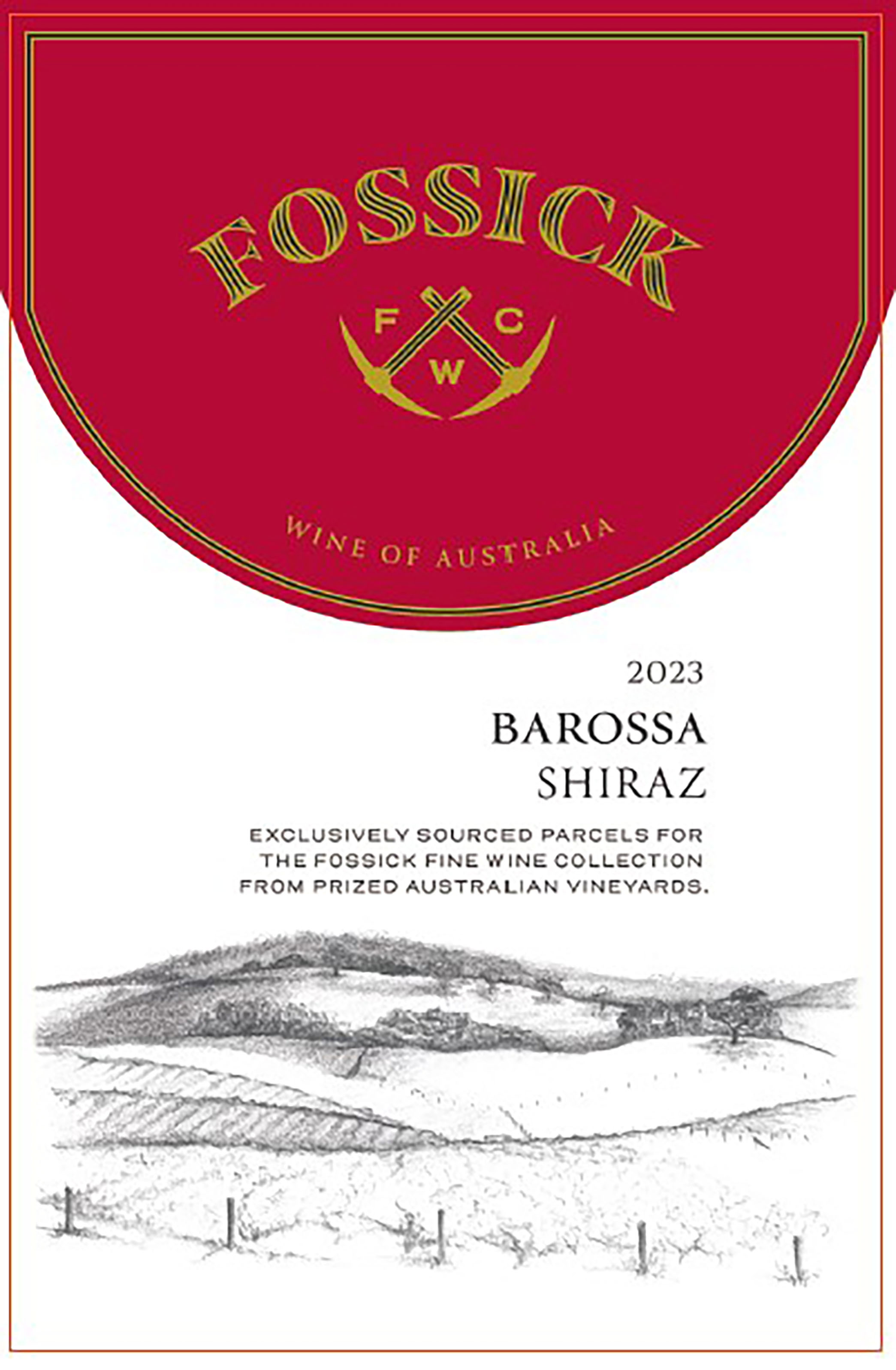 TABC label artwork for Fossick Barossa Shiraz