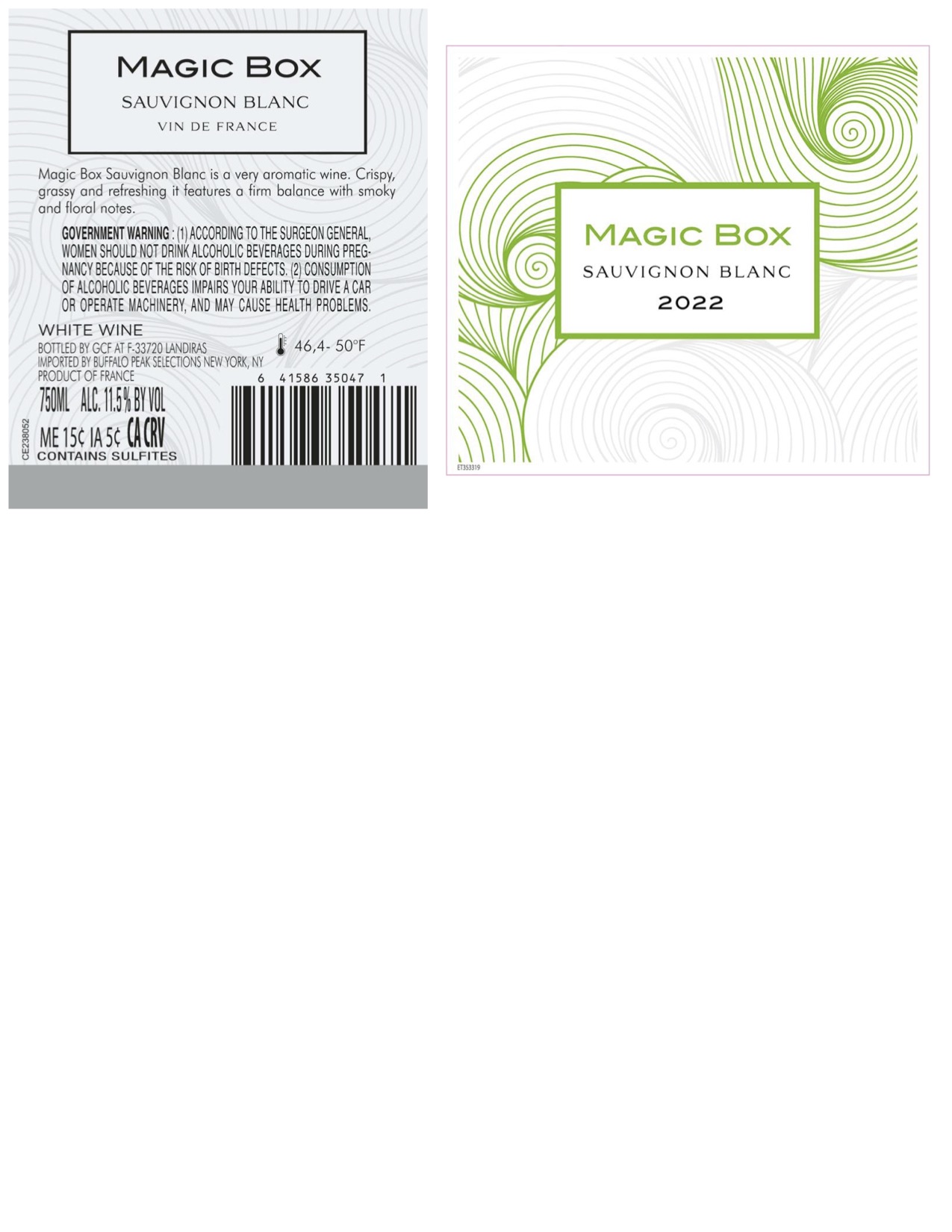 TABC label artwork for Magic Box Sauvignon Blanc