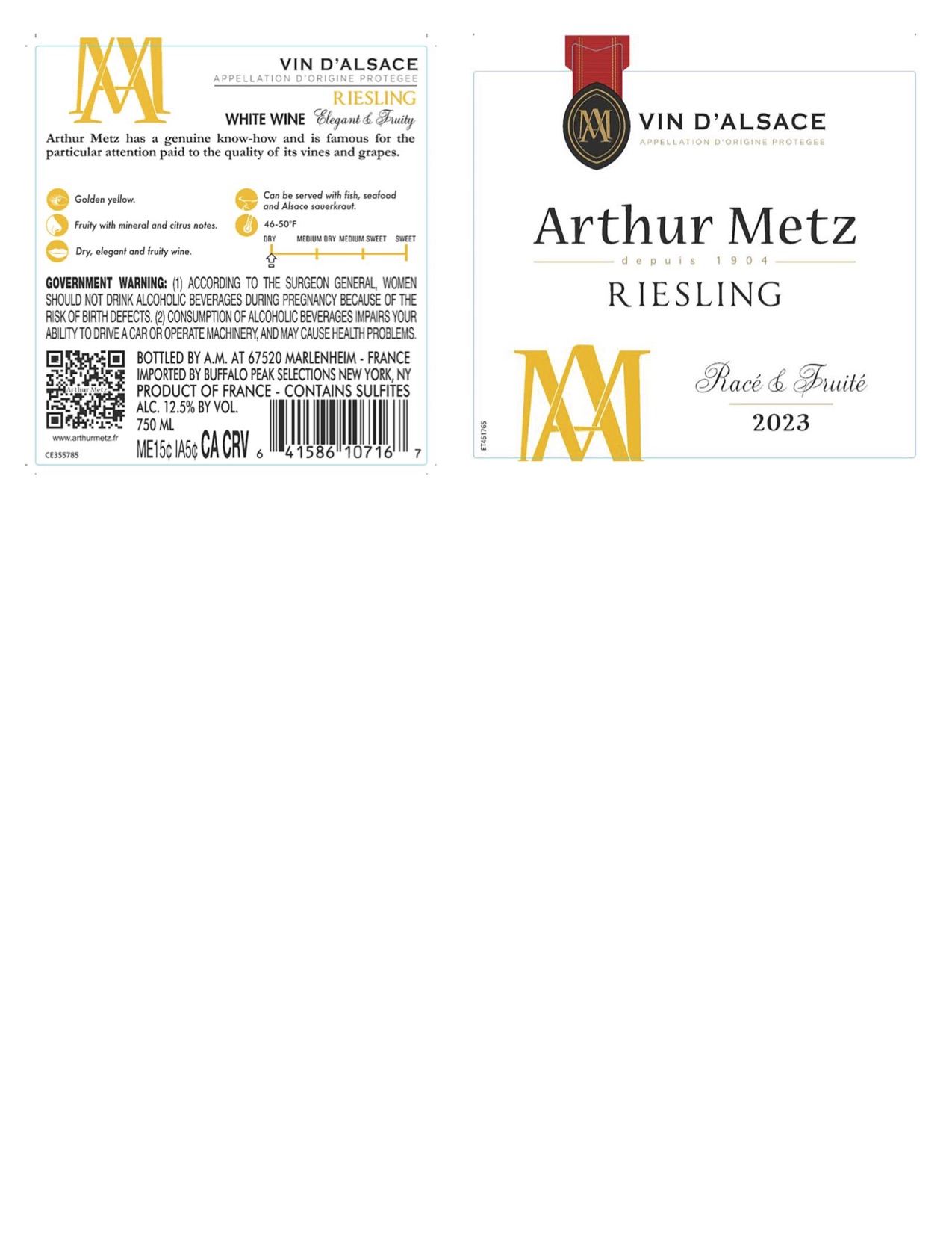 TABC label artwork for Arthur Metz Riesling