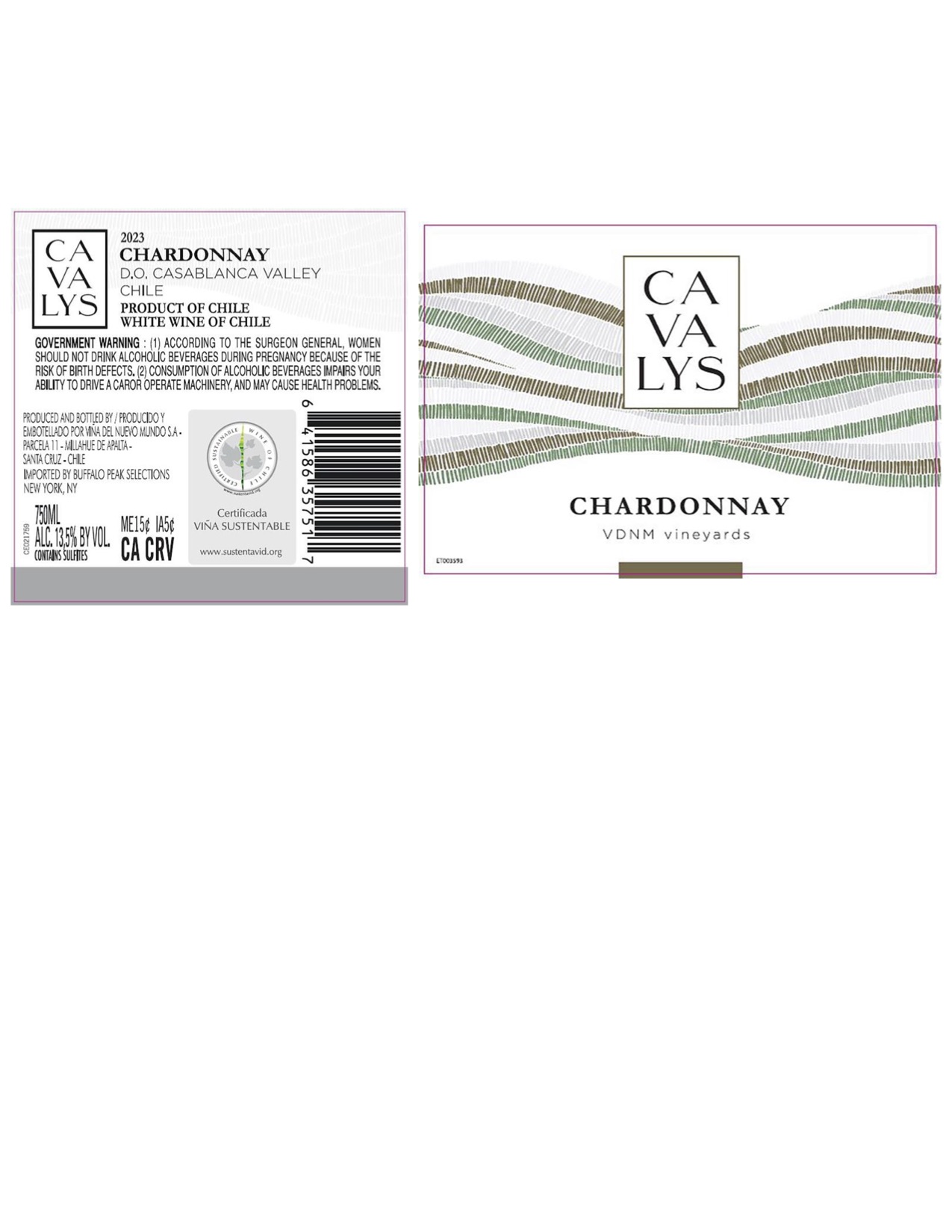 TABC label artwork for Cavalys Chardonnay