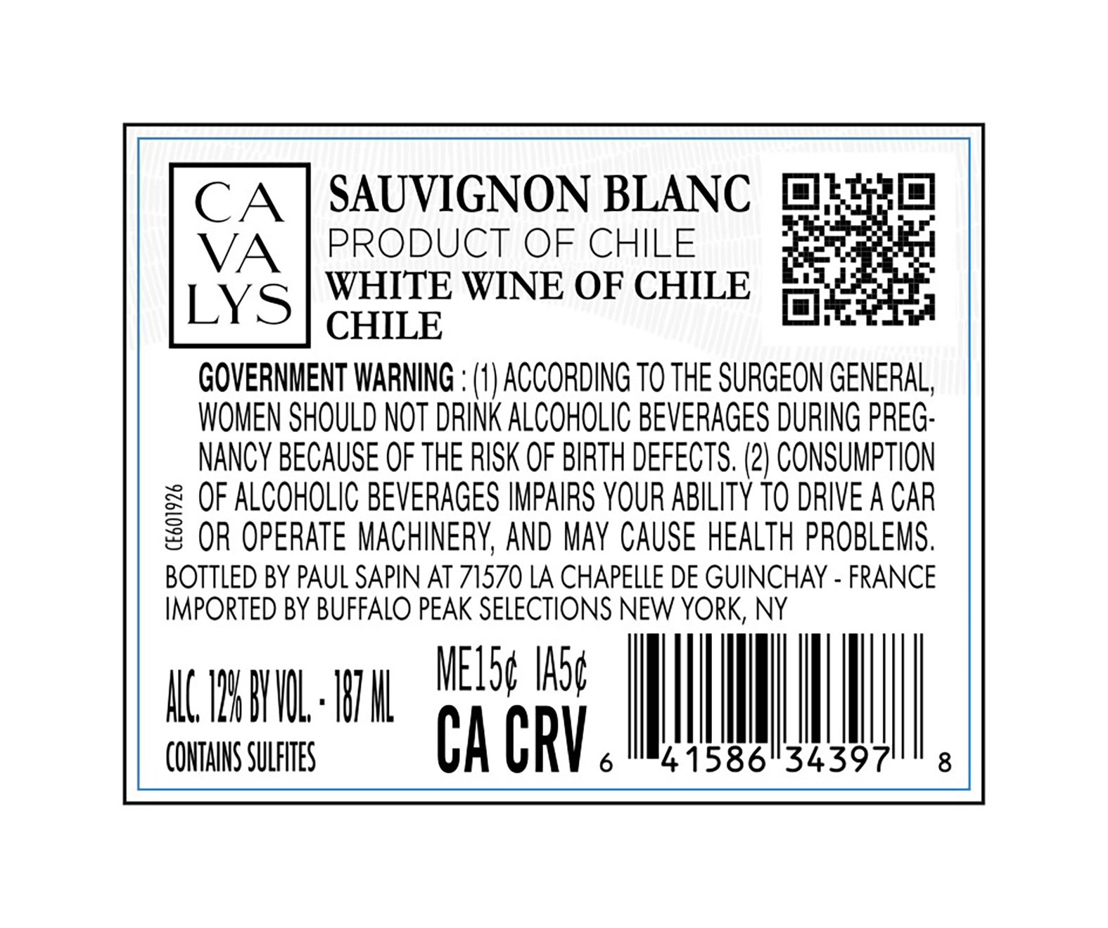 TABC label artwork for Cavalys Sauvignon Blanc