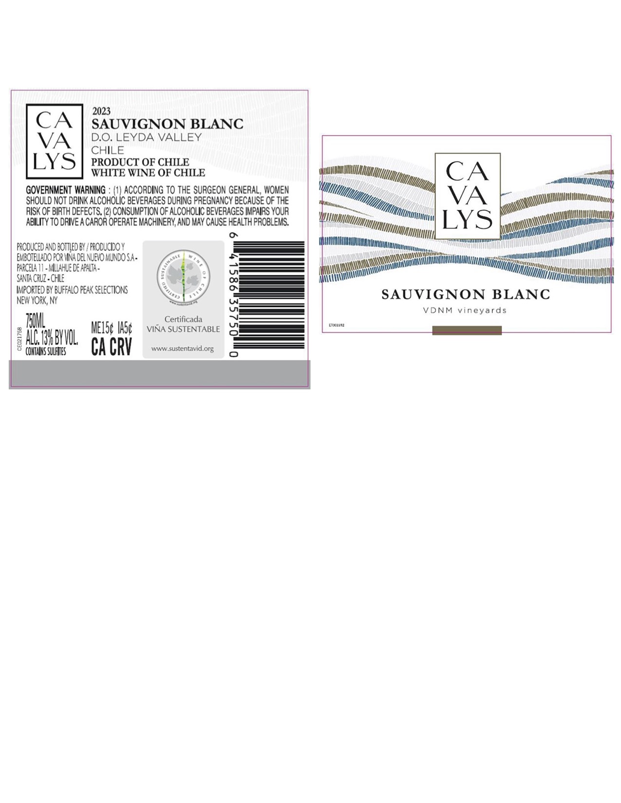 TABC label artwork for Cavalys Sauvignon Blanc