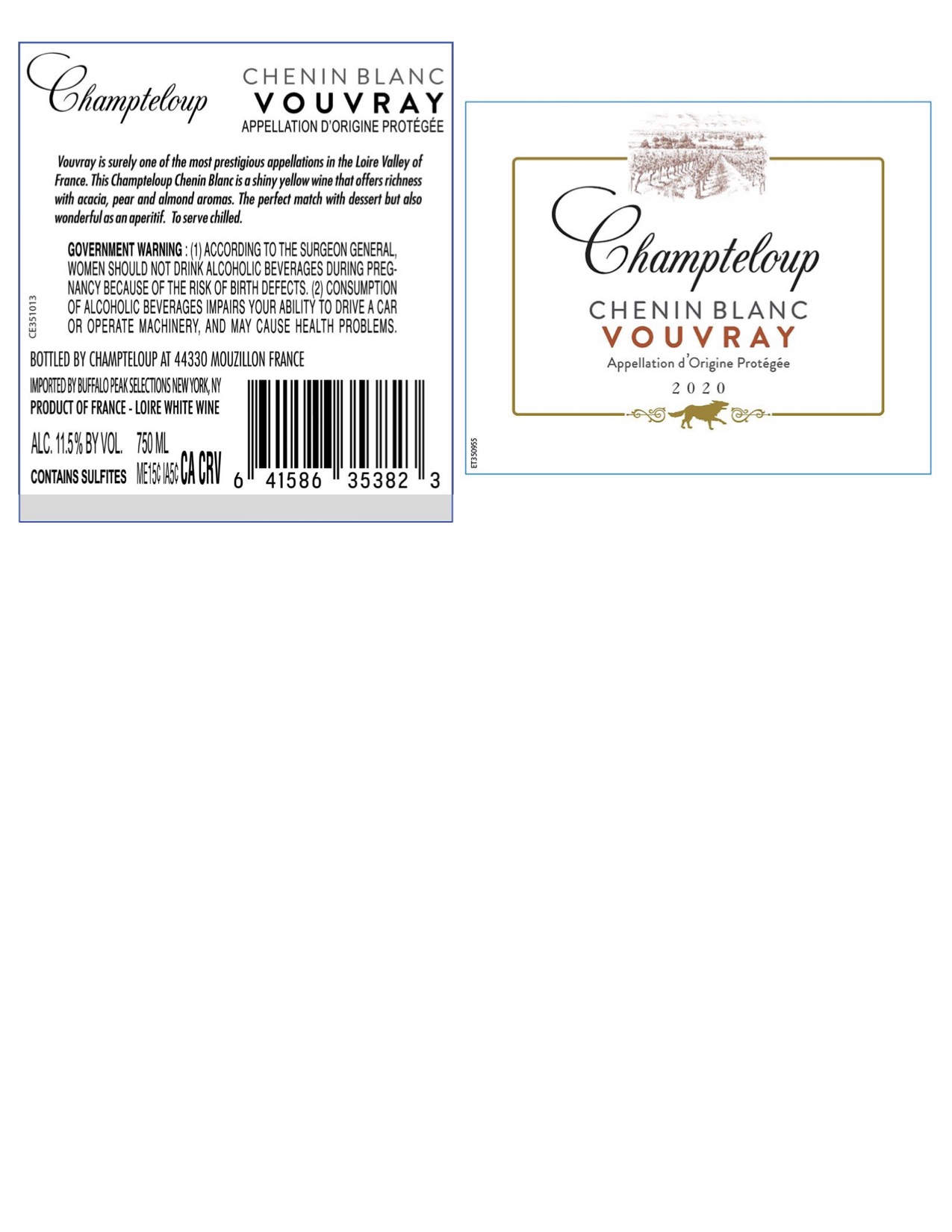 TABC label artwork for Champteloup Chenin Blanc Vouvray