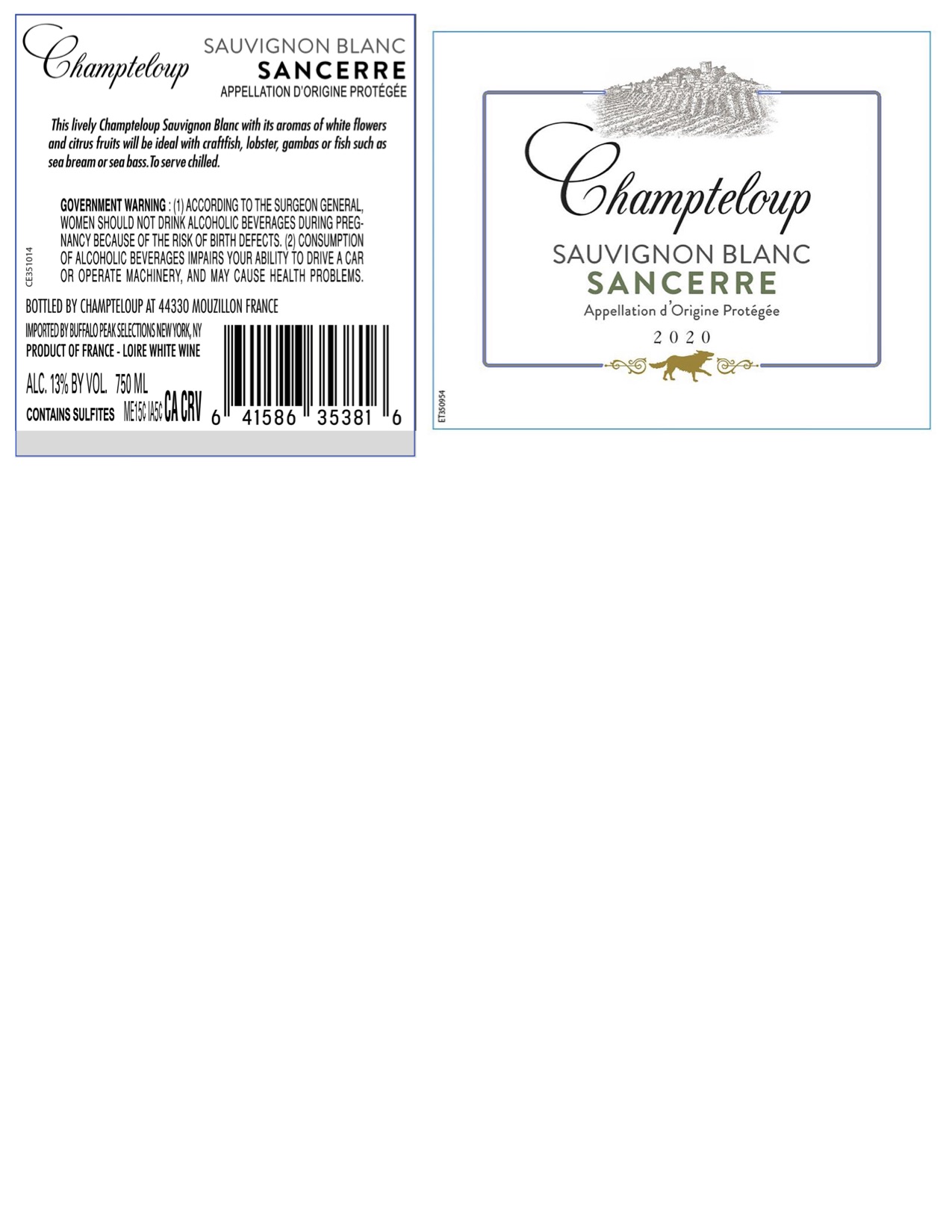 TABC label artwork for Champteloup Sauvignon Blanc Sancerre