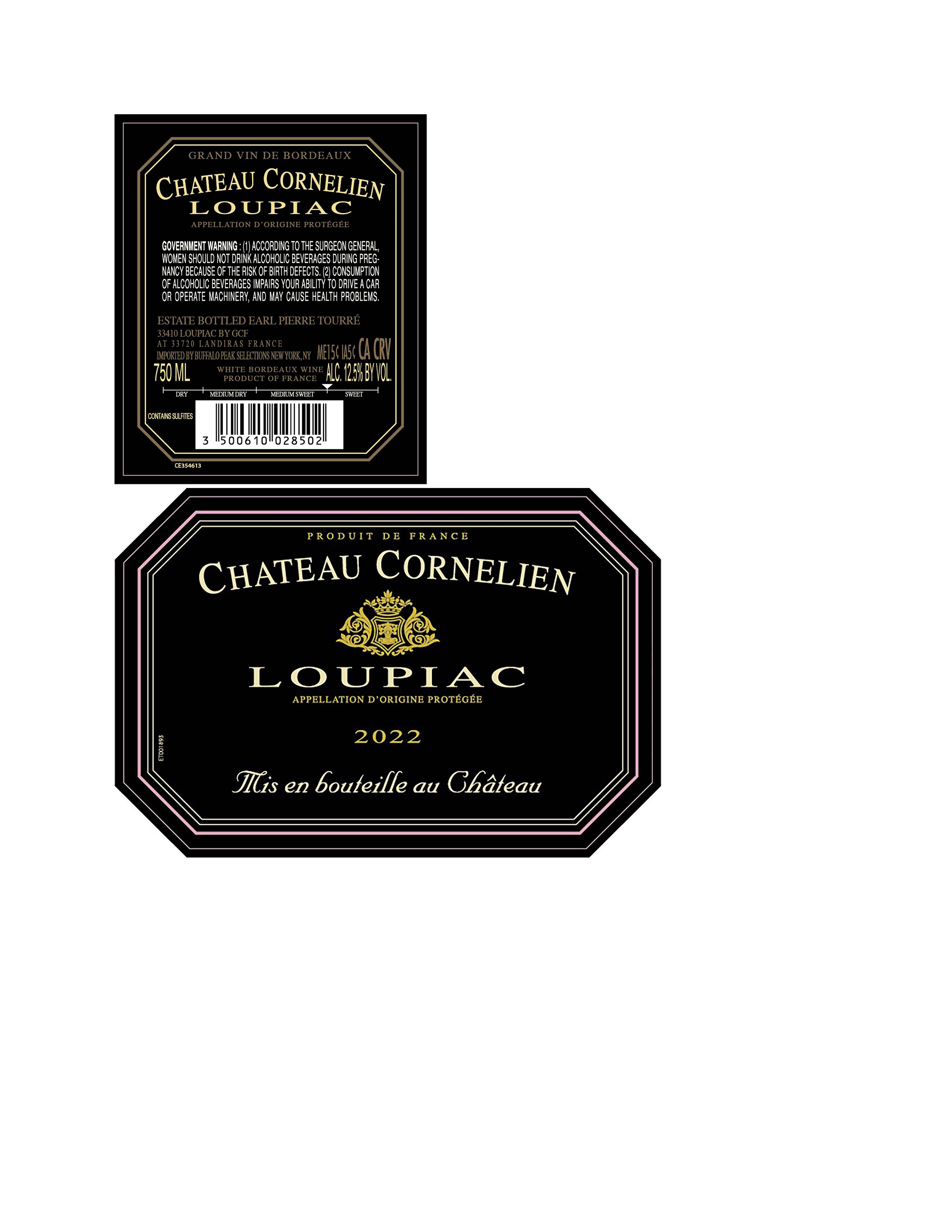 TABC label artwork for Ch Cornelien Loupiac