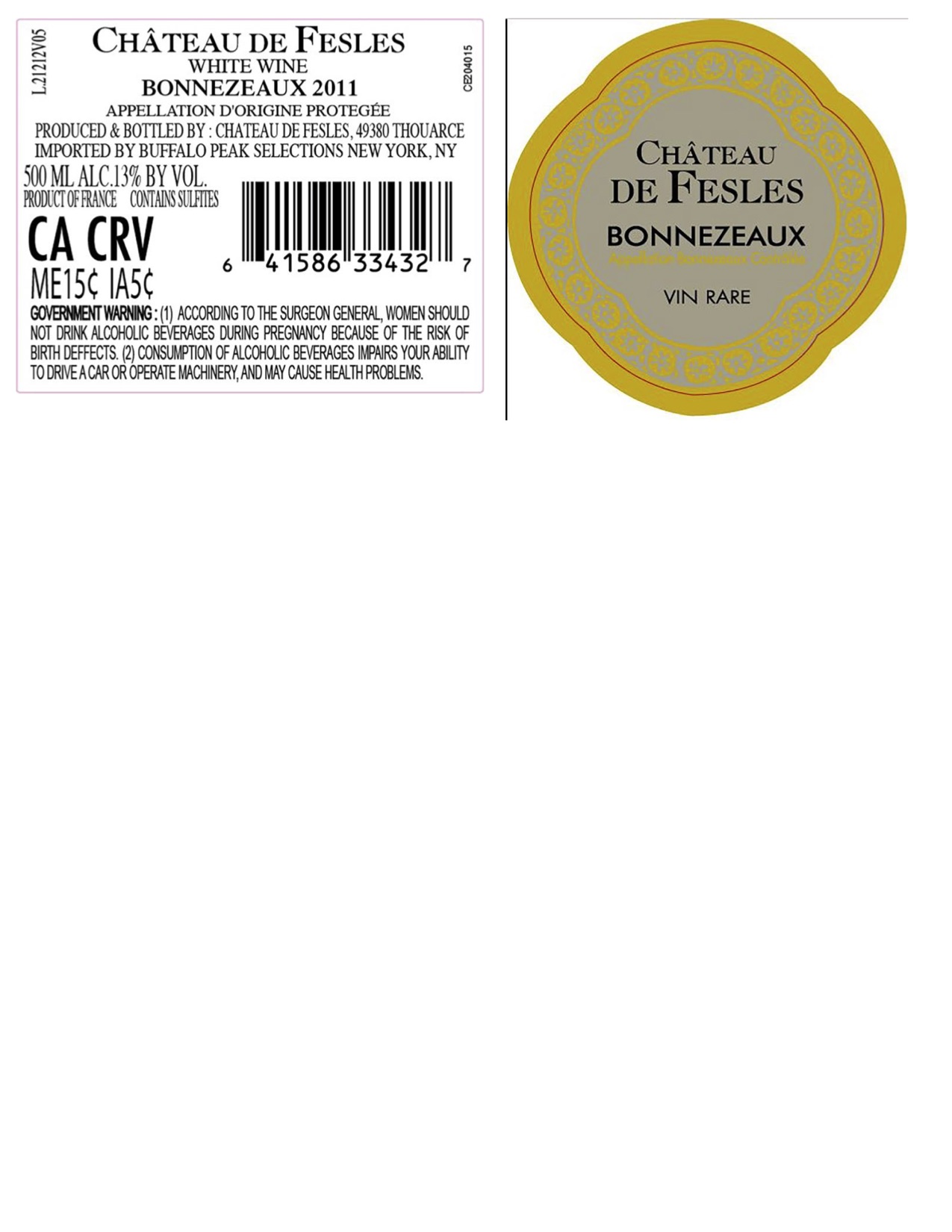 TABC label artwork for Chateau de Fesles Bonnezeaux Blanc