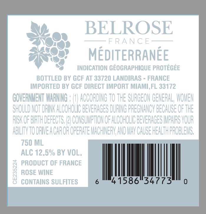 TABC label artwork for Belrose Rose Mediterranee