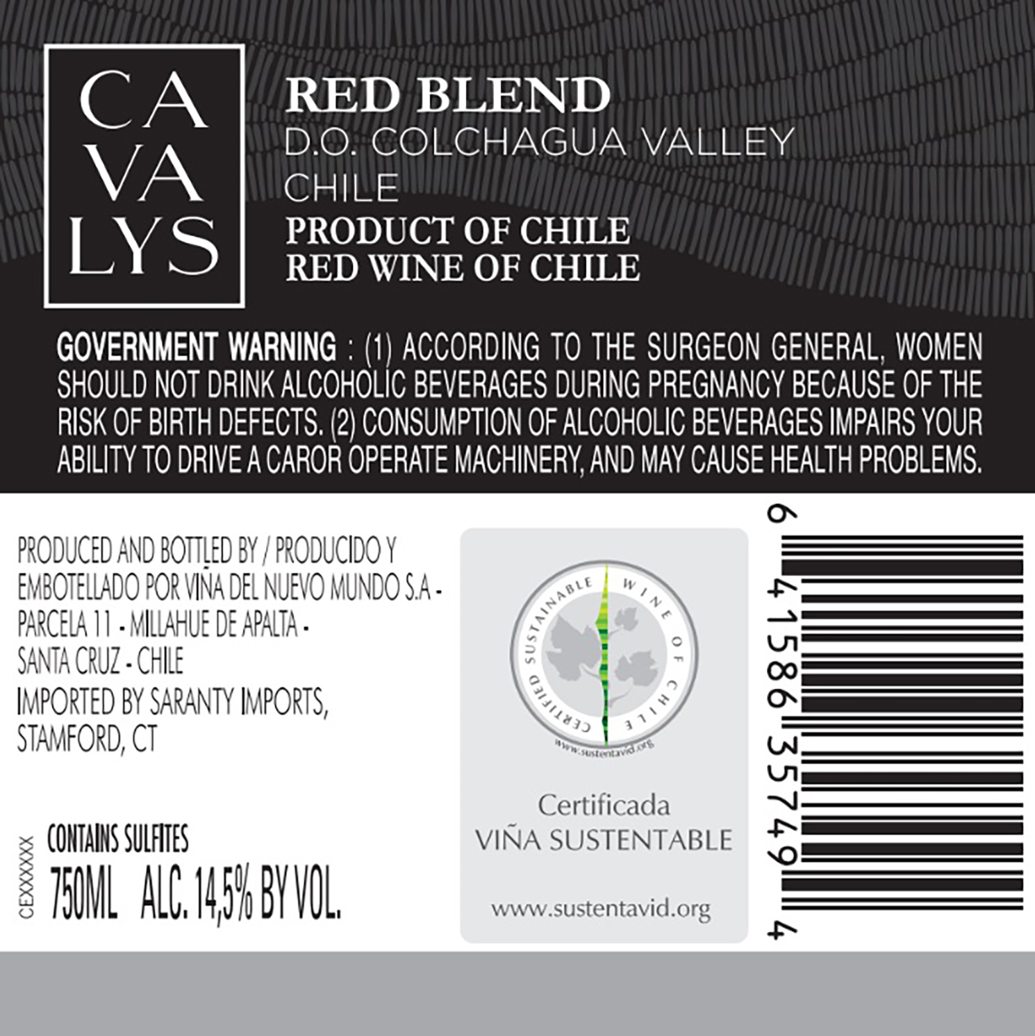 TABC label artwork for Cavalys Red Blend