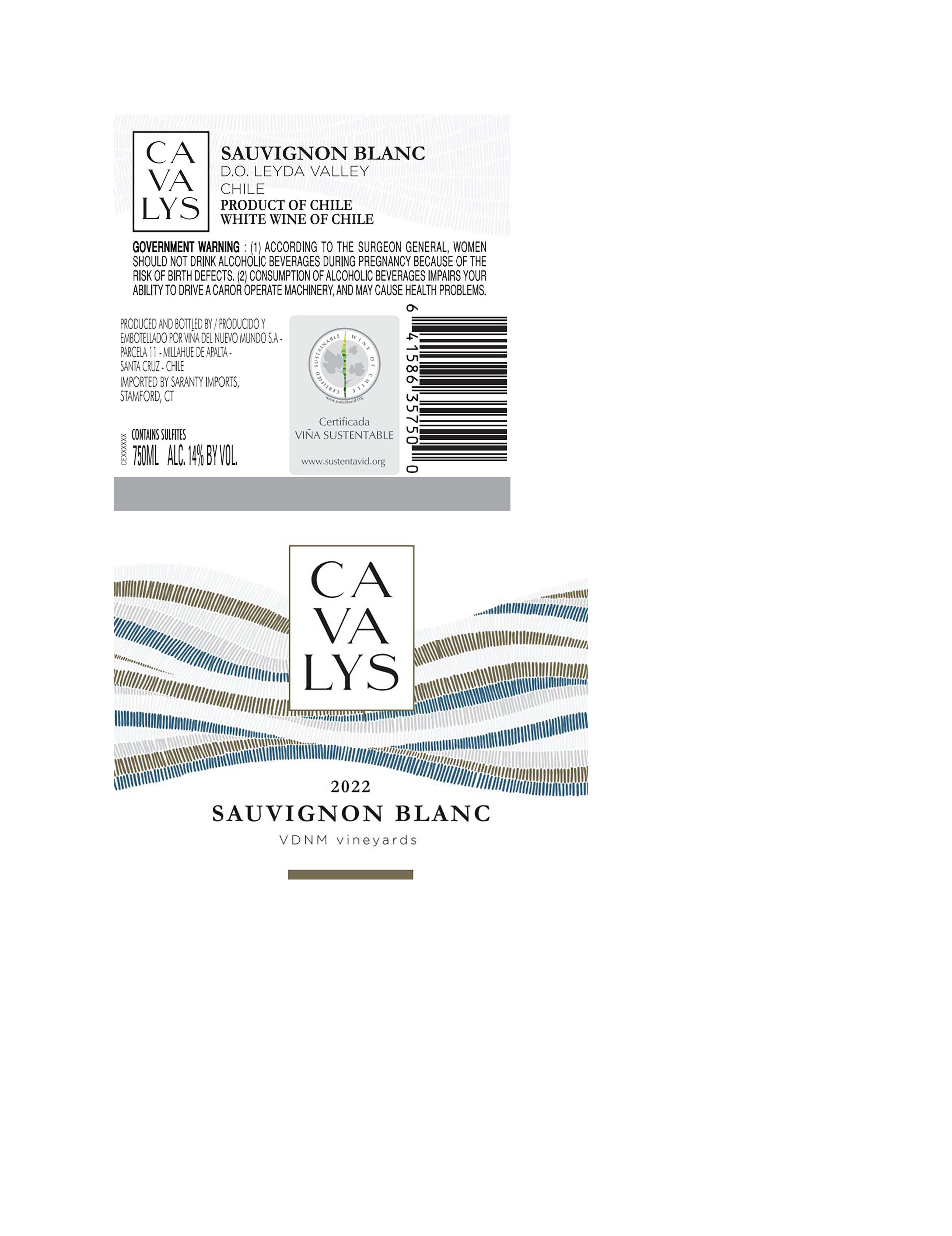 TABC label artwork for Cavalys Sauvignon Blanc