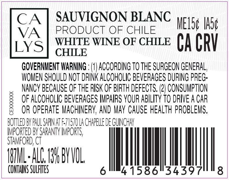 TABC label artwork for Cavalys Sauvignon Blanc