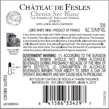 TABC label artwork for CHATEAU DE FESLES LA CHAPELLE