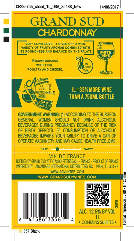 TABC label artwork for Grand Sud Chardonnay