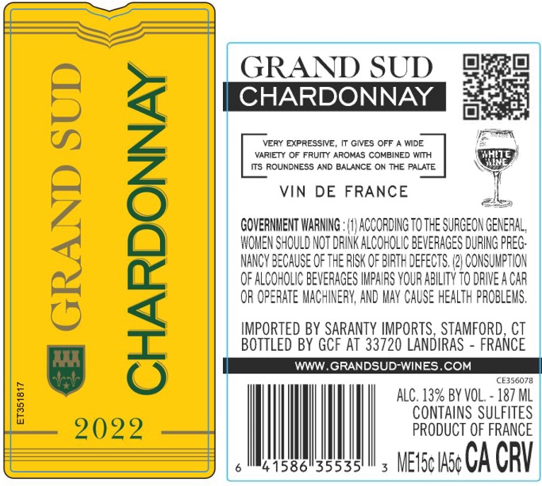 TABC label artwork for Grand Sud Chardonnay