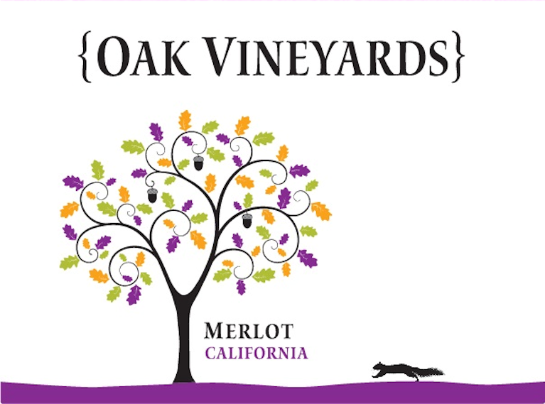 TABC label artwork for Oak Vineyards Merlot California