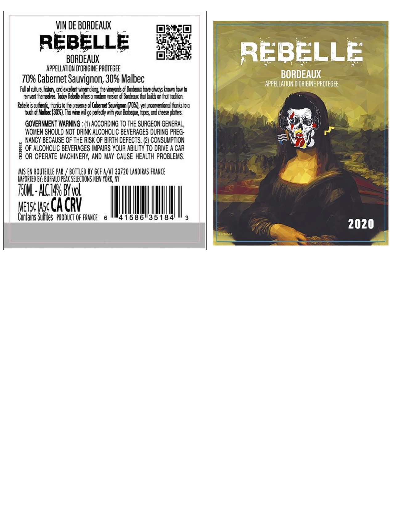 TABC label artwork for Rebelle Red Bordeaux Blend