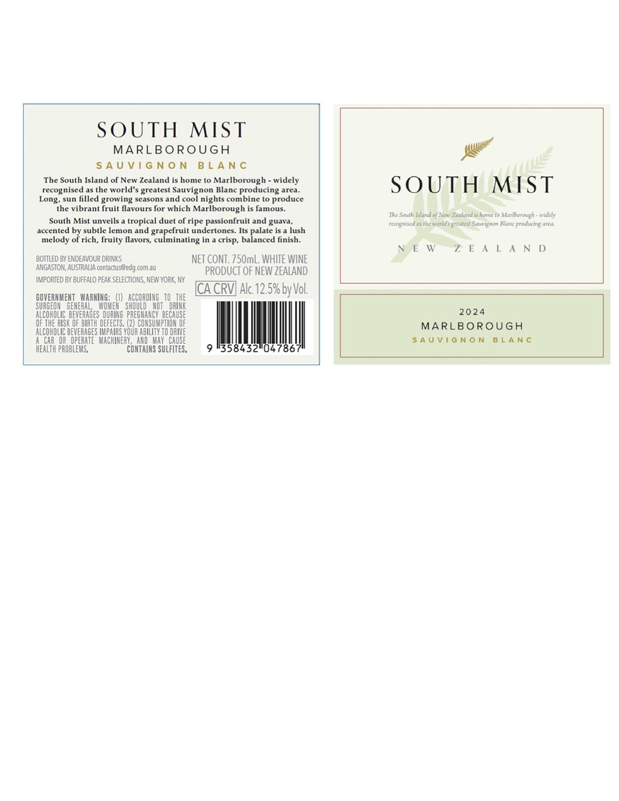TABC label artwork for South Mist Marlborough Sauvignon Blanc