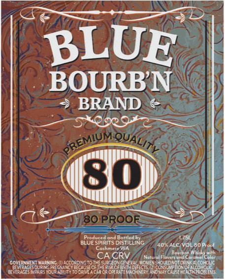 TABC label artwork for Blue Bourb'n Brand