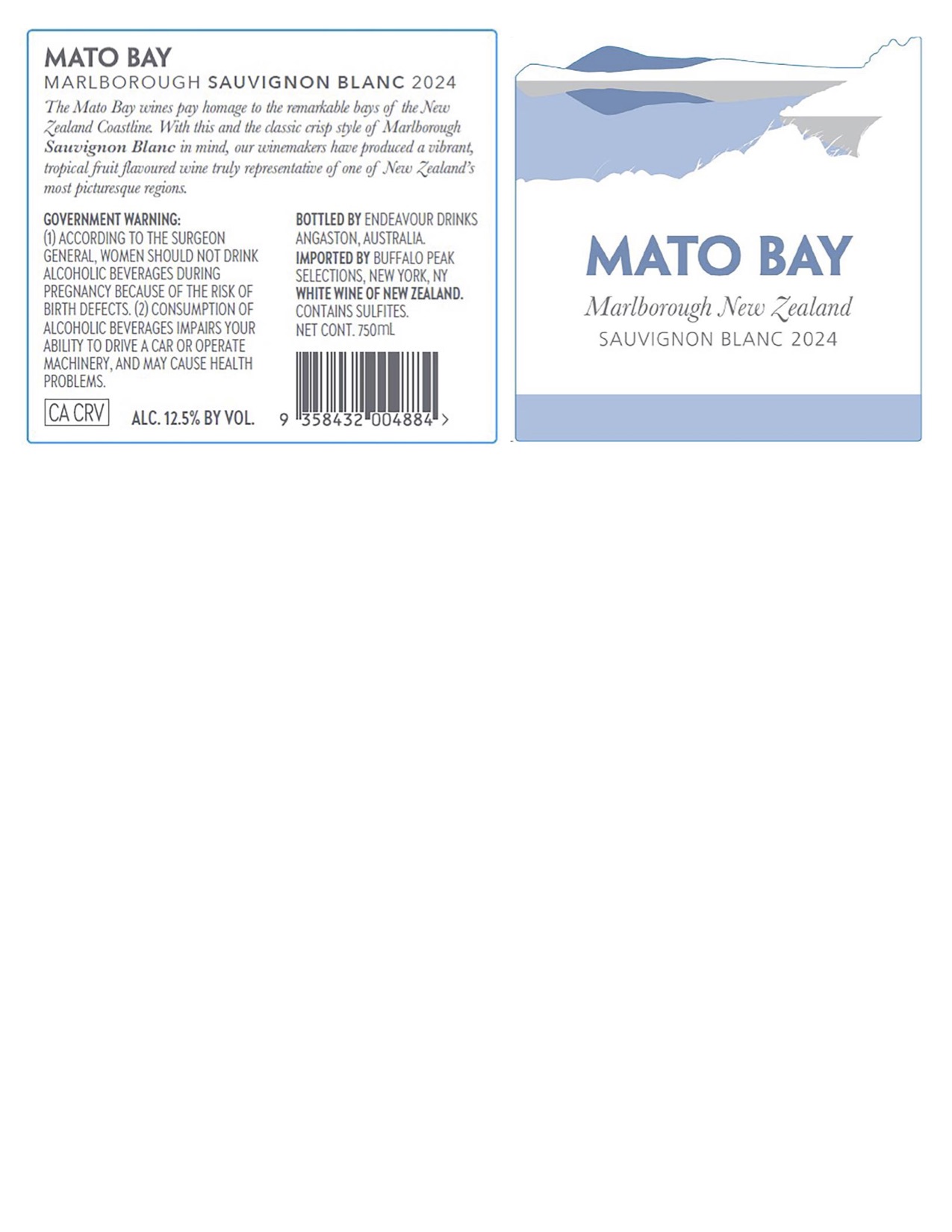 TABC label artwork for Mato Bay Marlborough Sauvignon Blanc