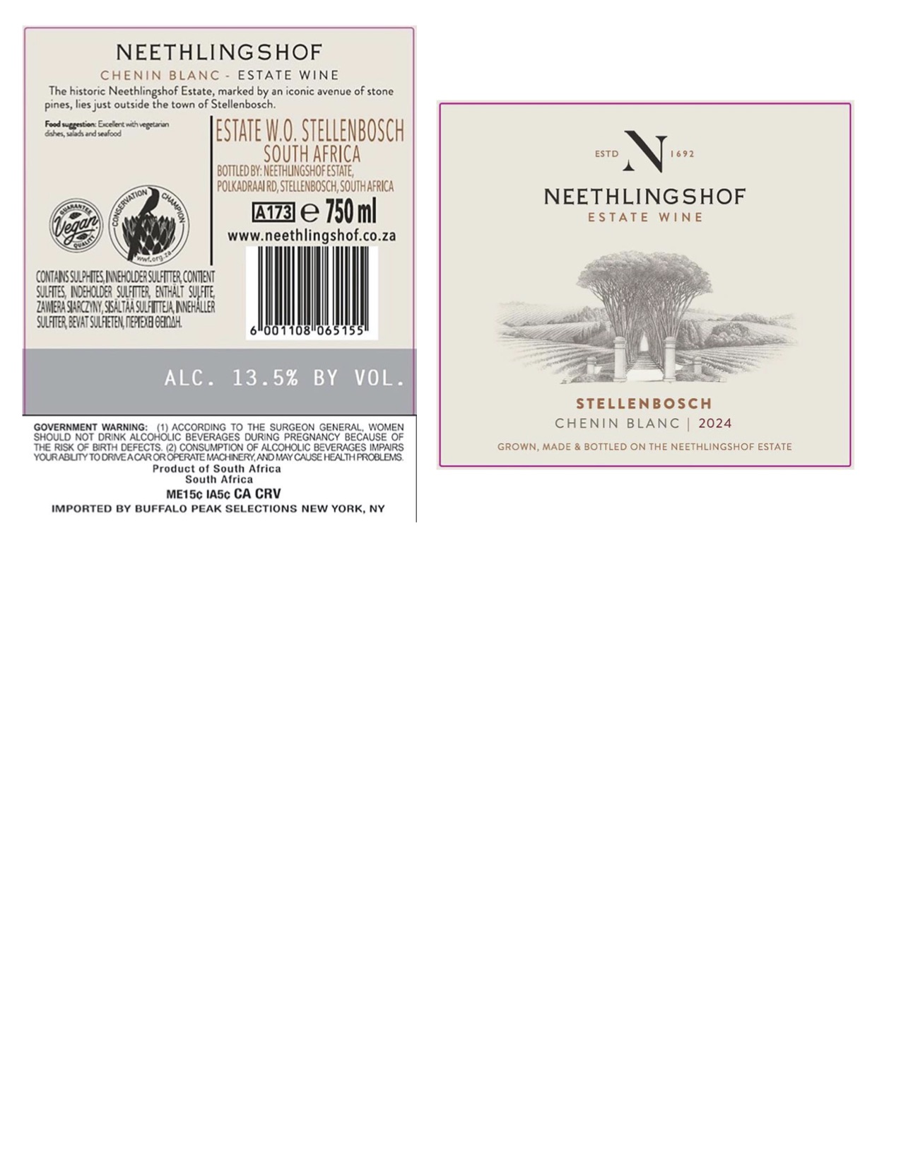 TABC label artwork for Neethlingshof Chenin Blanc