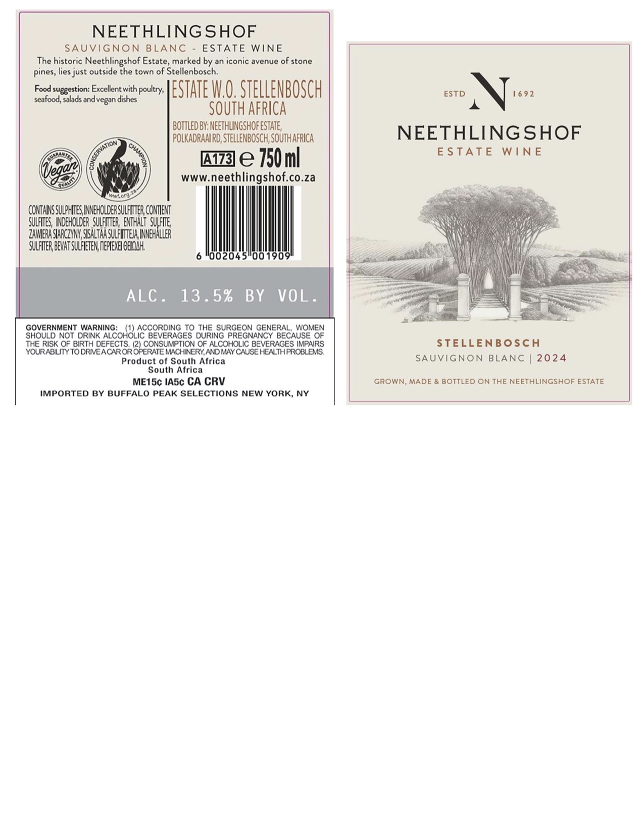 TABC label artwork for Neethlingshof Sauvignon Blanc