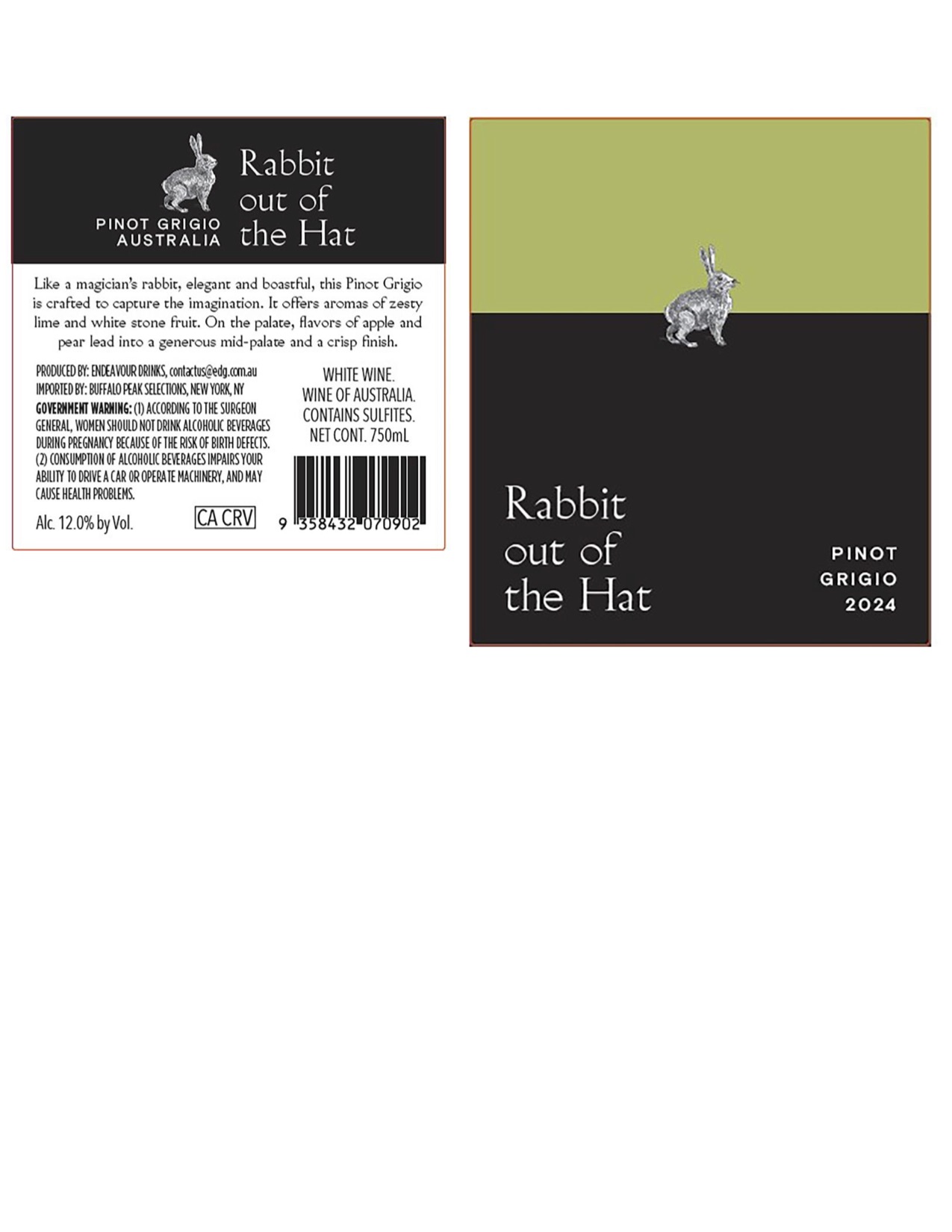 TABC label artwork for Rabbit Out Of The Hat Pinot Grigio
