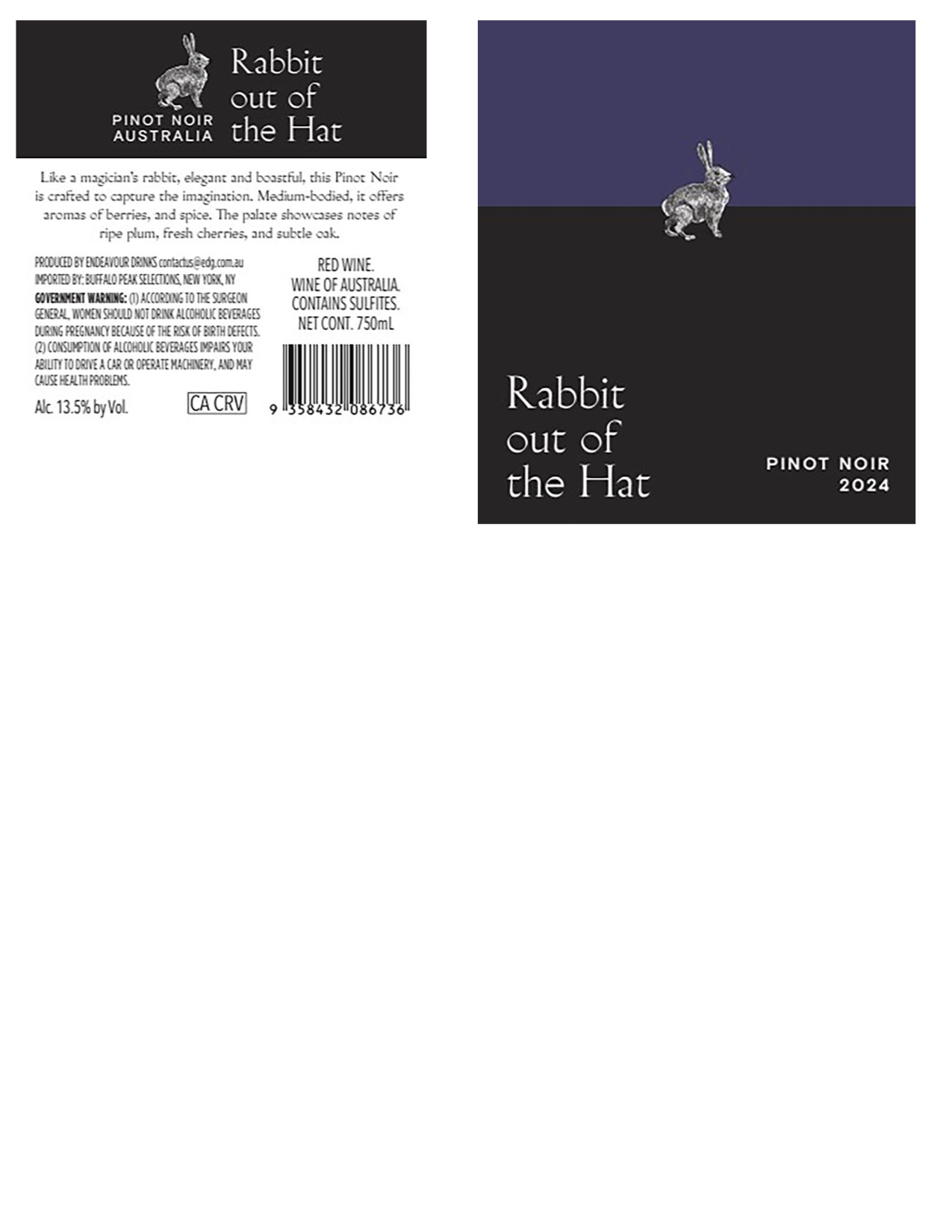 TABC label artwork for Rabbit Out of The Hat Pinot Noir