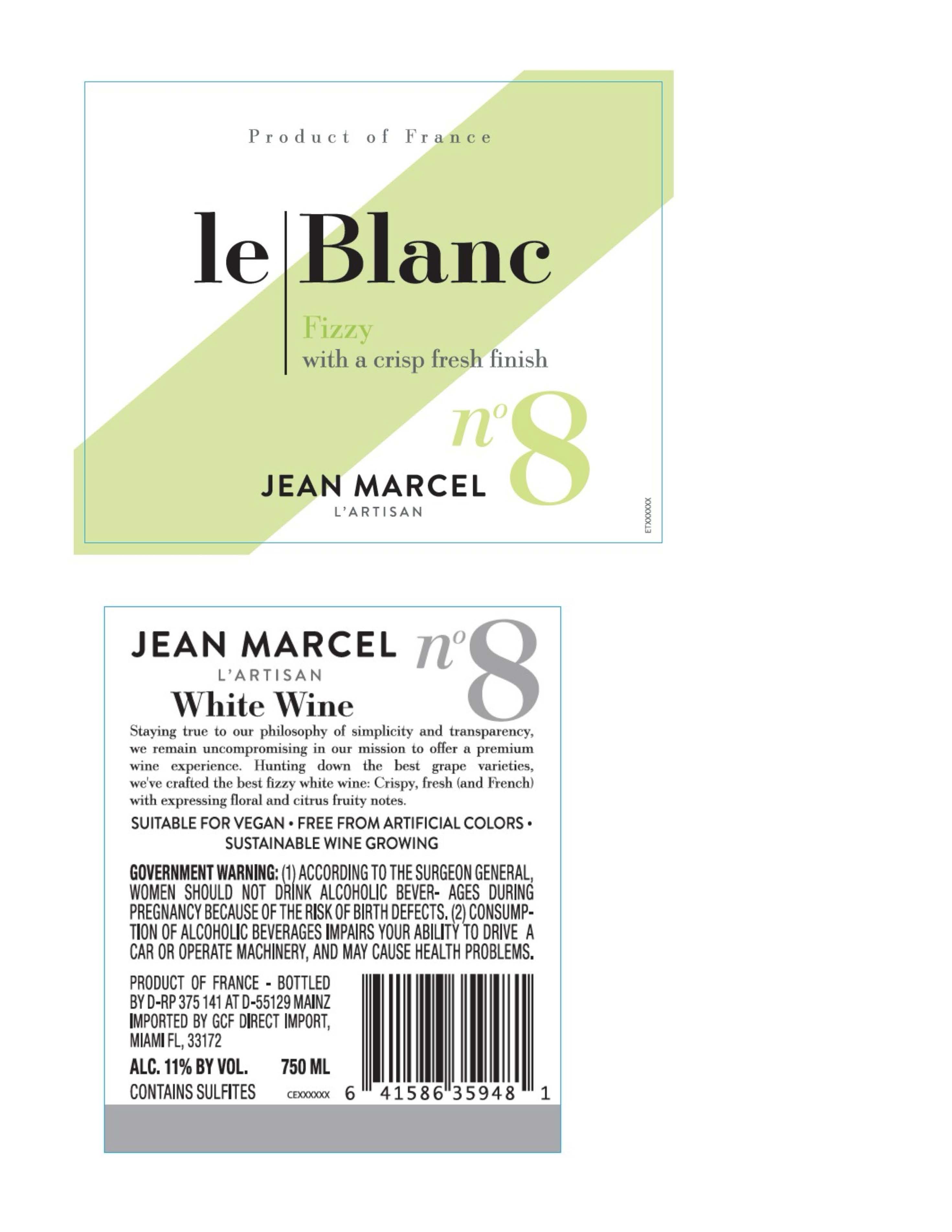 TABC label artwork for JEAN MARCEL L'ARTISAN LE BLANC FIZZY