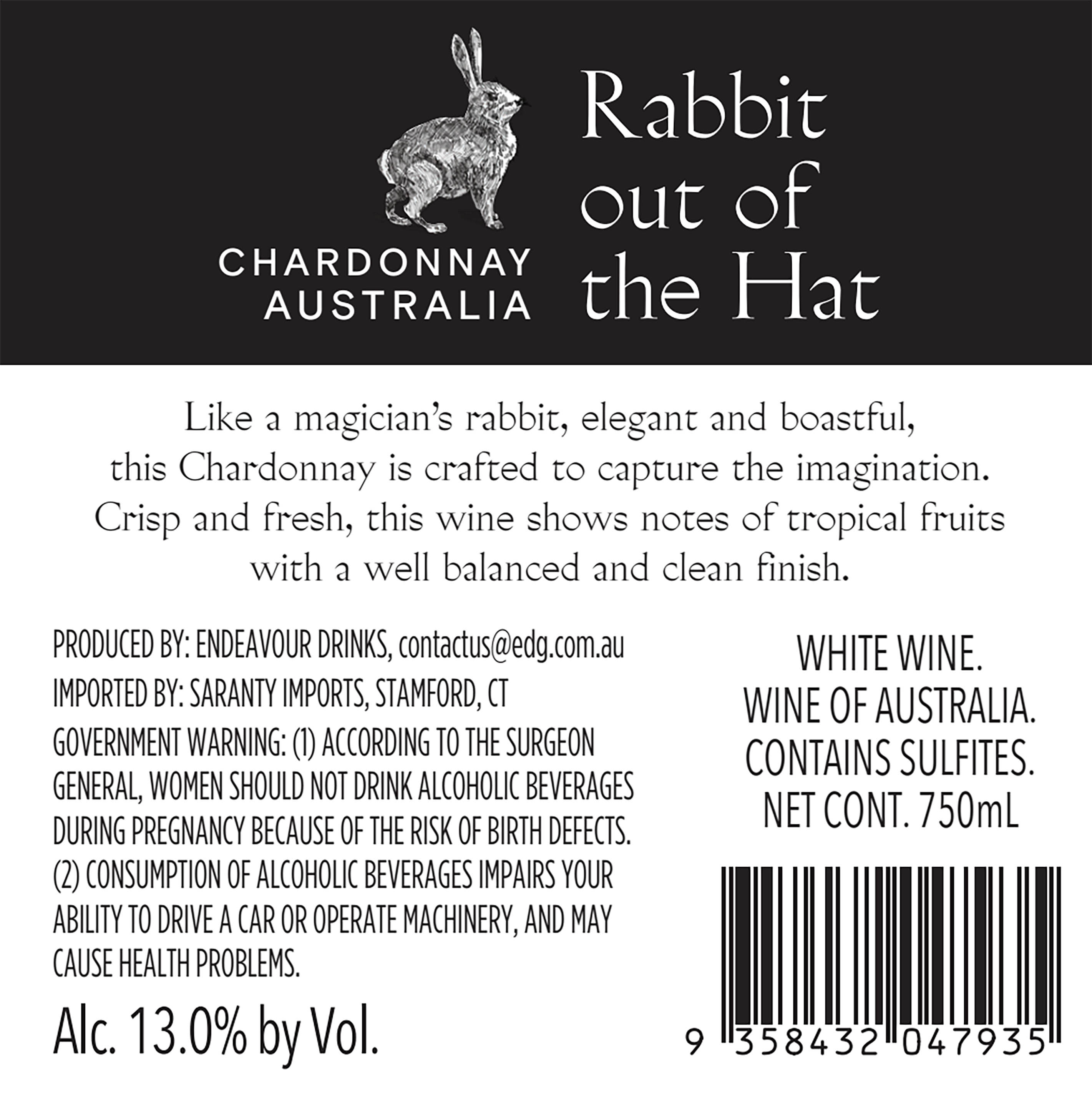 TABC label artwork for Rabbit Out of The Hat Chardonnay