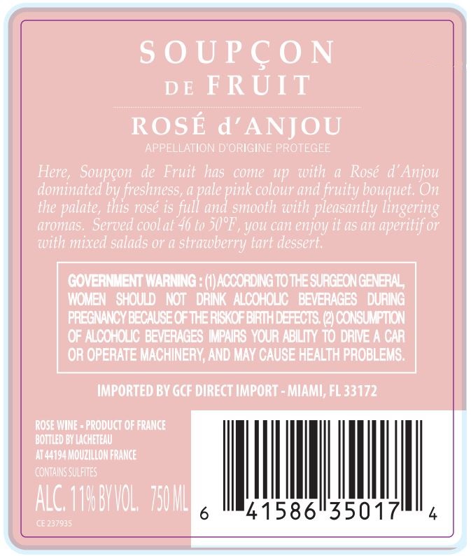 TABC label artwork for Soupcon de Fruit Rose d'Anjou