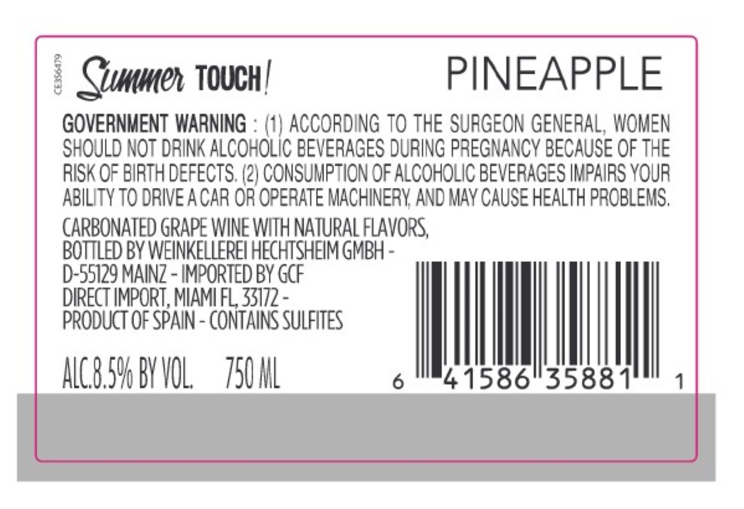 TABC label artwork for Summer Touch Pineapple