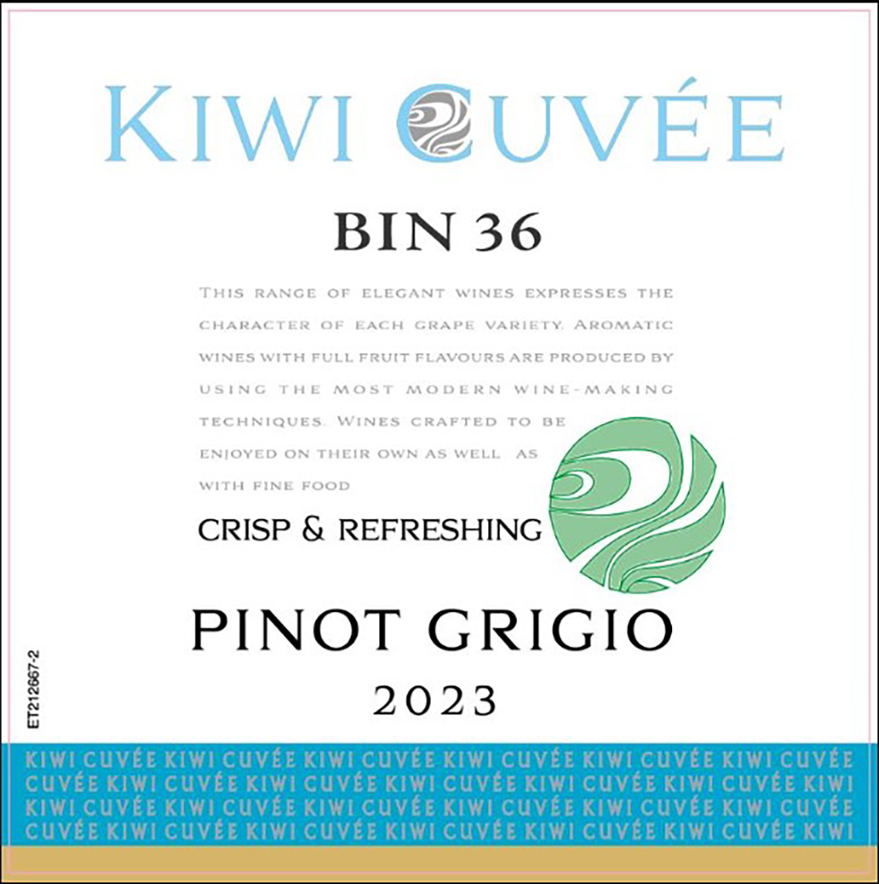 TABC label artwork for Kiwi Cuvee Pinot Grigio