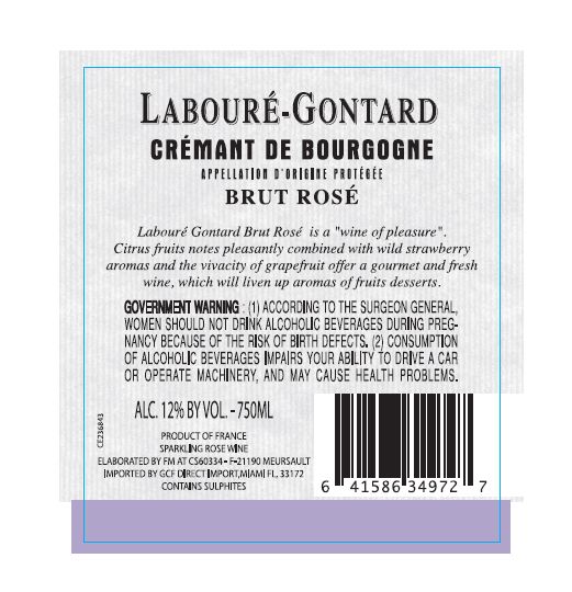 TABC label artwork for Laboure Gontard Cremant De Bourgogne Rose Sparkling Wine