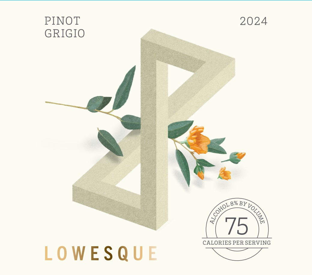TABC label artwork for Lowesque Pinot Grigio