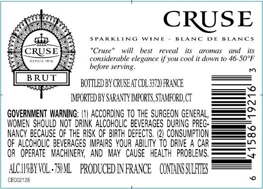 TABC label artwork for Cruse Brut Sparkling Wine
