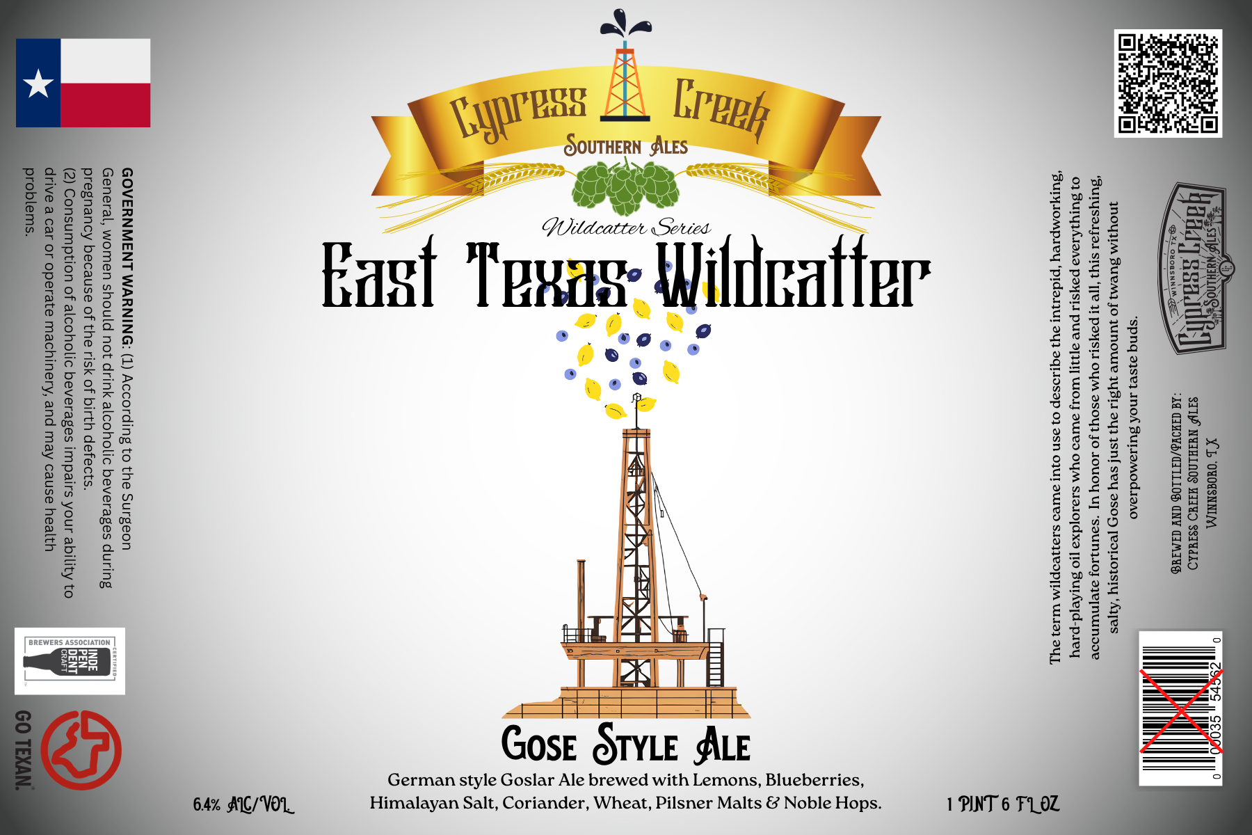 TABC label artwork for EAST TEXAS WILDCATTER GOSE STYLE ALE
