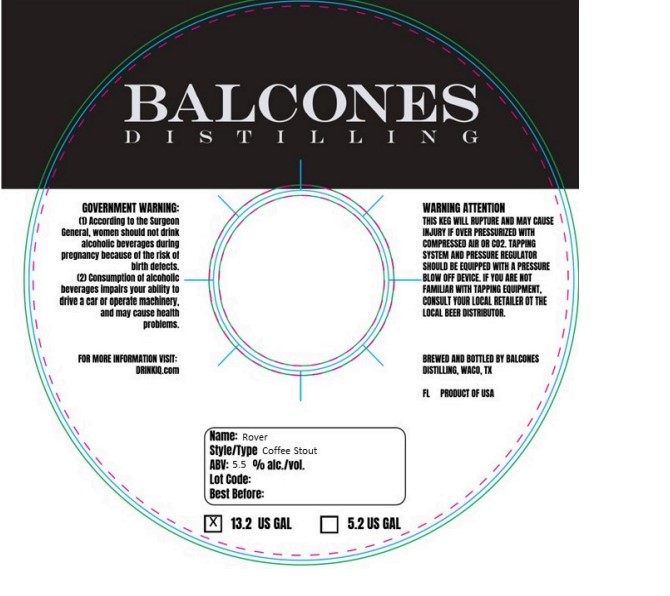 TABC label artwork for Balcones Rover Coffee Stout