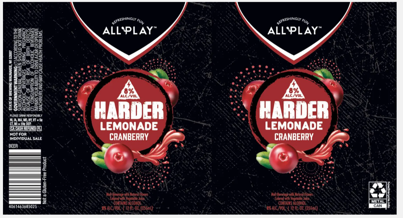 TABC label artwork for State of Brewing All Play Harder Lemonade Cranberry
