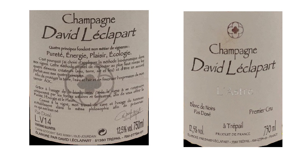 TABC label artwork for DAVID LECLAPART L'ASTRE BLANC DE NOIRS