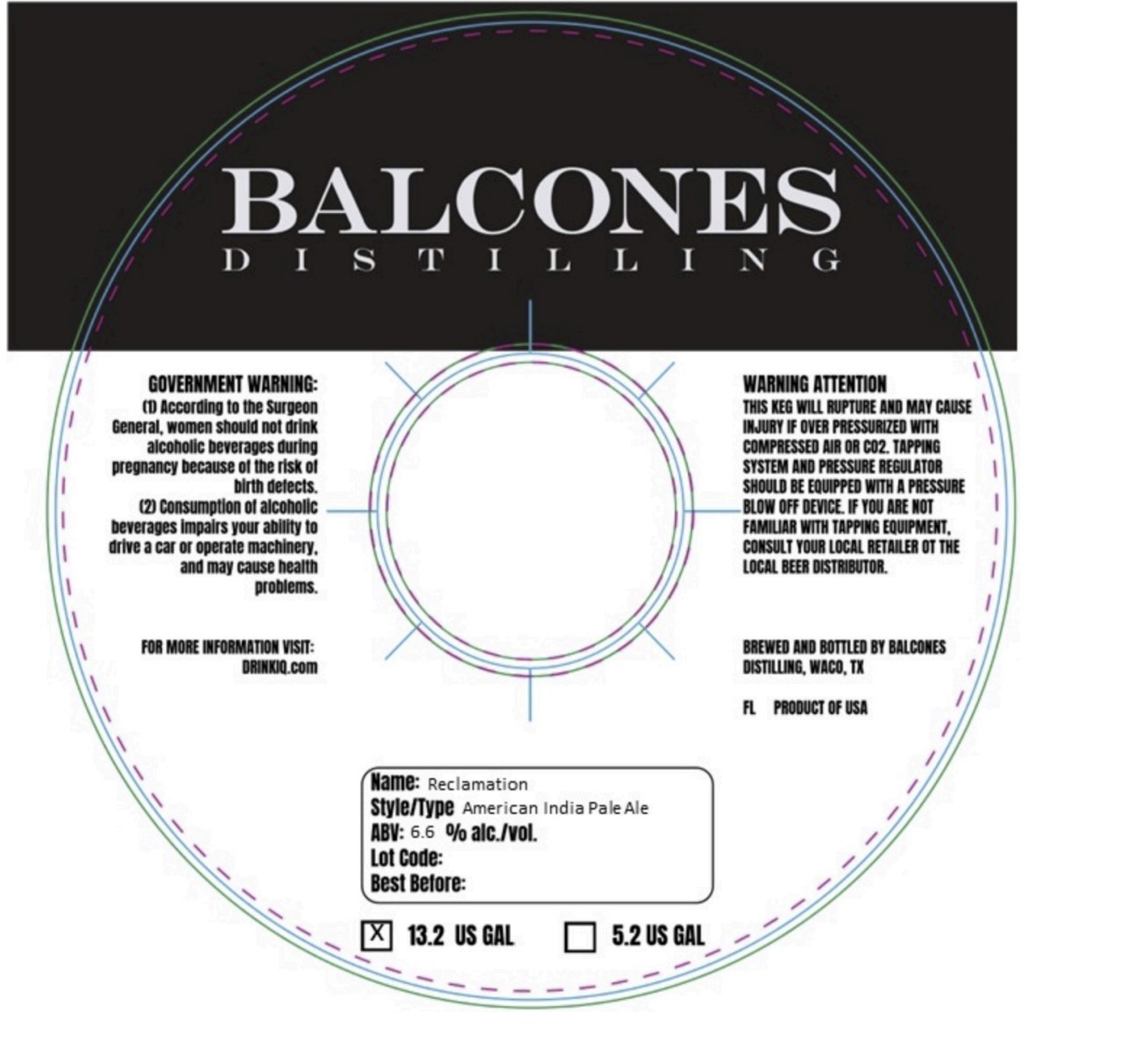 TABC label artwork for Balcones Reclamation American India Pale Ale