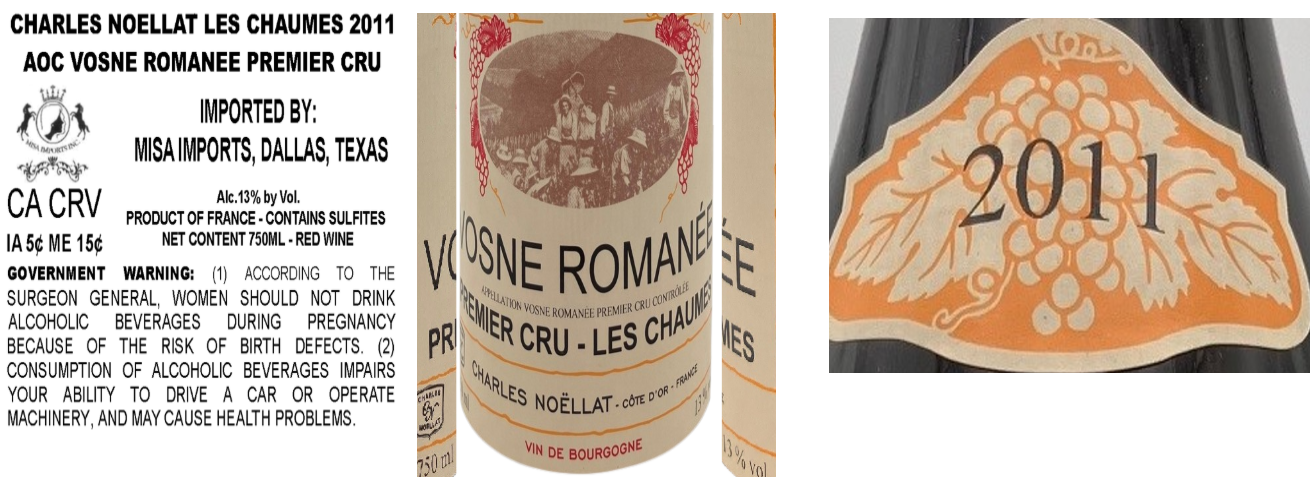 TABC label artwork for CHARLES NOELLAT LES CHAUMES