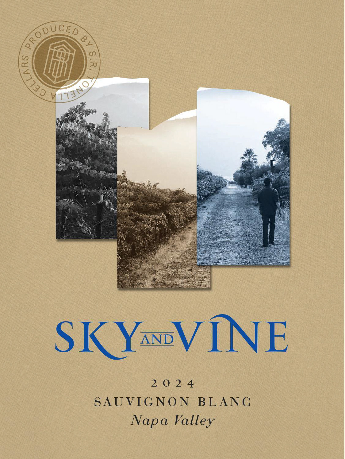 TABC label artwork for Sky and Vine Sauvignon Blanc by S.R. Tonella