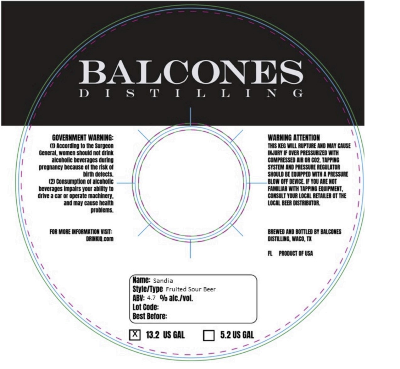 TABC label artwork for Balcones Sandia Fruited Sour Beer