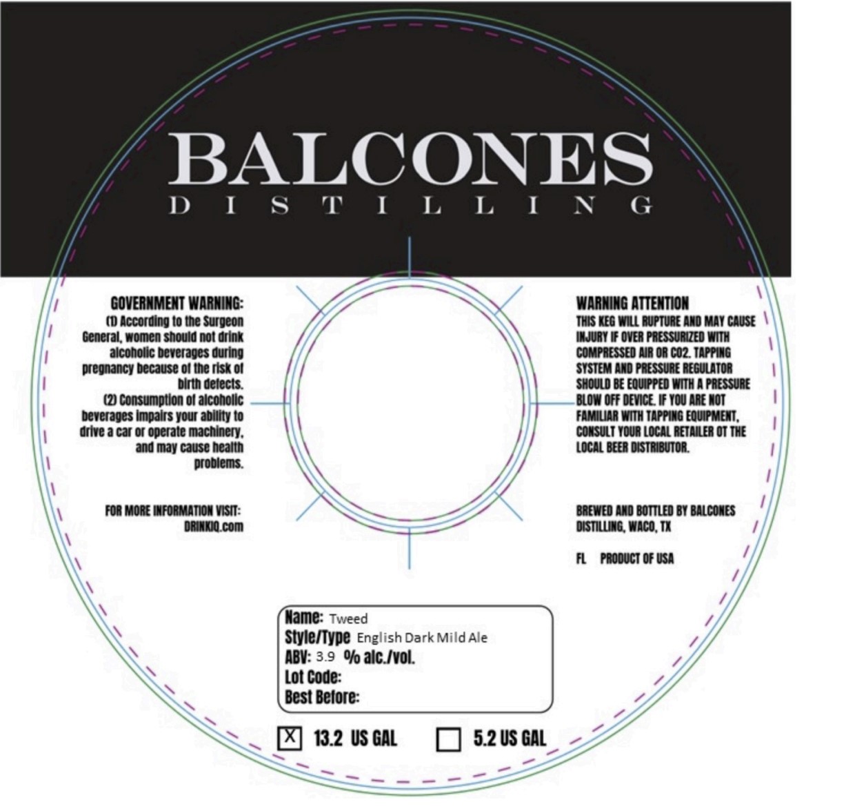 TABC label artwork for Balcones Tweed English Dark Mild Ale