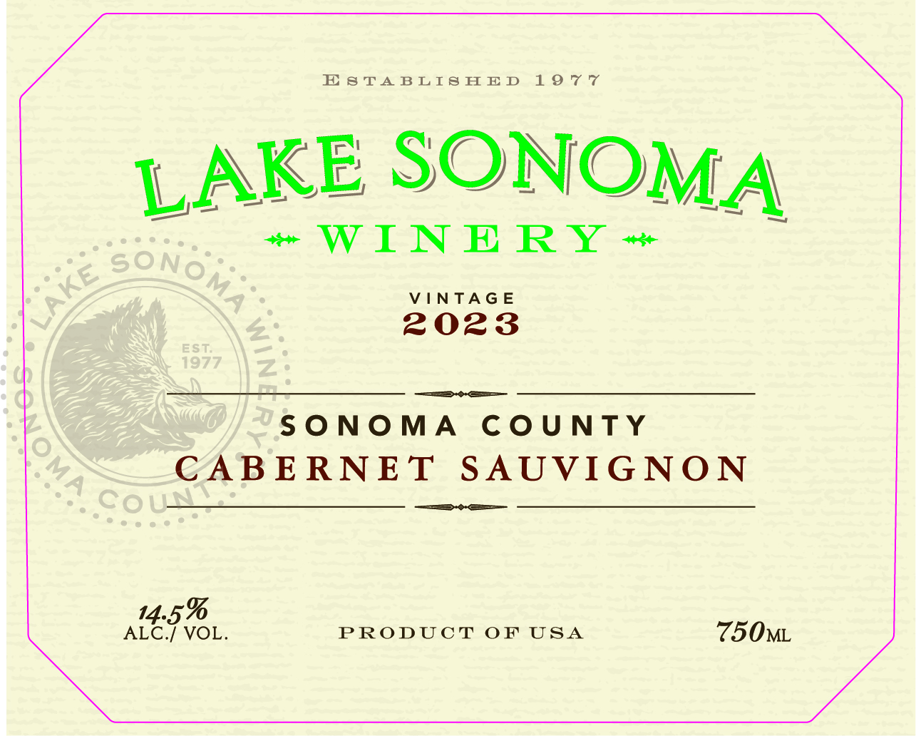 TABC label artwork for Lake Sonoma Winery Cabernet Sauvignon