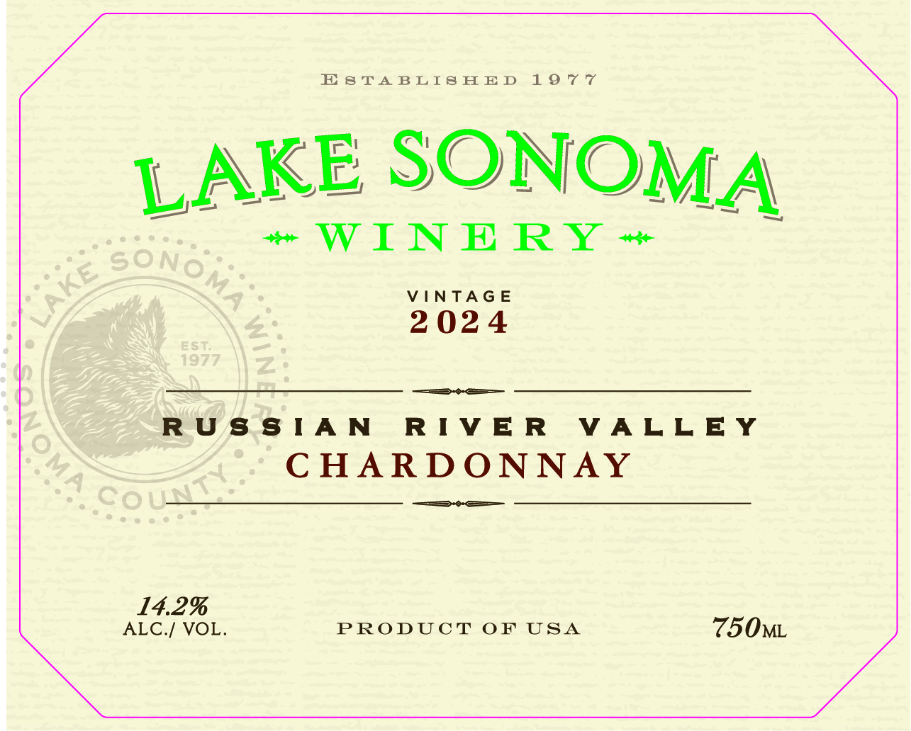 TABC label artwork for Lake Sonoma Winery Chardonnay
